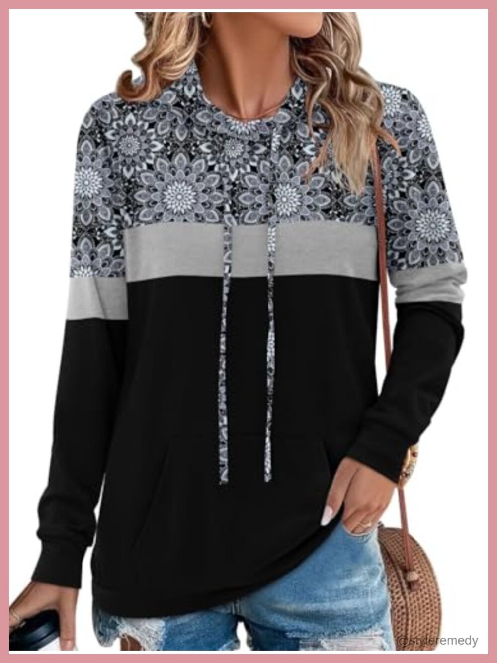 Womens Long Sleeve Pullover Hoodie Sweatshirt Kangaroo Pocket Casual